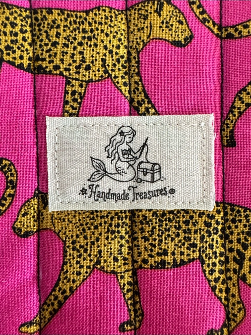 Handmade Leopard Print Cosmetic Pouch - Pink